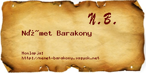Német Barakony névjegykártya